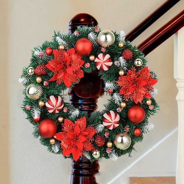 Decorações de Natal Guirlanda de Natal Navidad para porta da frente Guirlanda vermelha Janela Decorações de sala de parede 2023 Guirlanda de Natal Ornamento Decoração de casa HKD230921