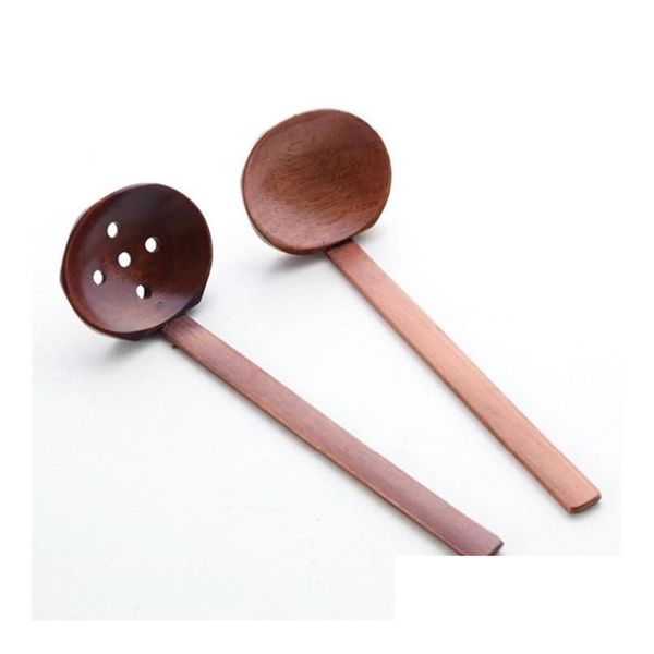 Cucchiai 2 stili Zuppa di legno Colino Stoviglie in legno Stile giapponese Ramen Manico lungo Pentola Cucchiaio Sn2313 Consegna a goccia Giardino domestico Kitc Dhvfx