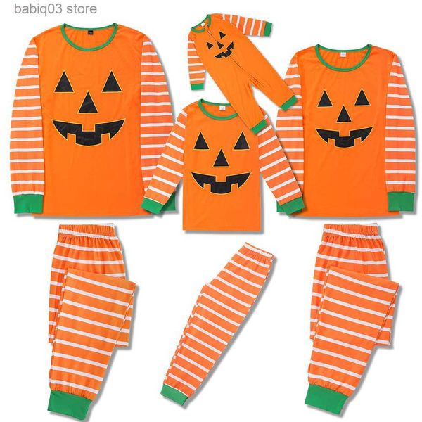 Passende Familien-Outfits, Halloween-Party-Kleidung für die Familie, 2023, neue Erwachsene und Kinder, passende Pyjama-Set, weiche Pyjamas mit Kürbis-Aufdruck, Baby-Strampler, Familien-Look, T230921