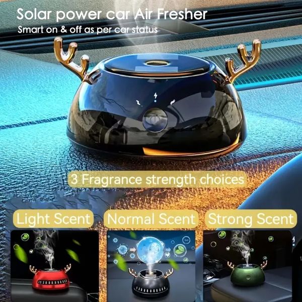 Purificadores de ar inteligentes para carro com energia solar, difusor de óleo essencial para carro com 3 opções de modo, difusor de decoração/decoração para carro Aromaterapia para carro, ligar/desligar inteligente