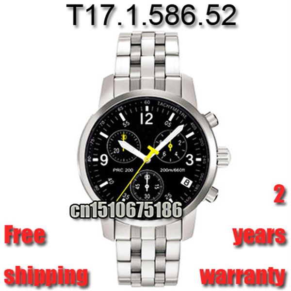 Novo 2016 pulseira de aço cronógrafo relógio masculino vidro safira modelo t17 1 586 52 100% original movimento suíço eta t17158652 t257s