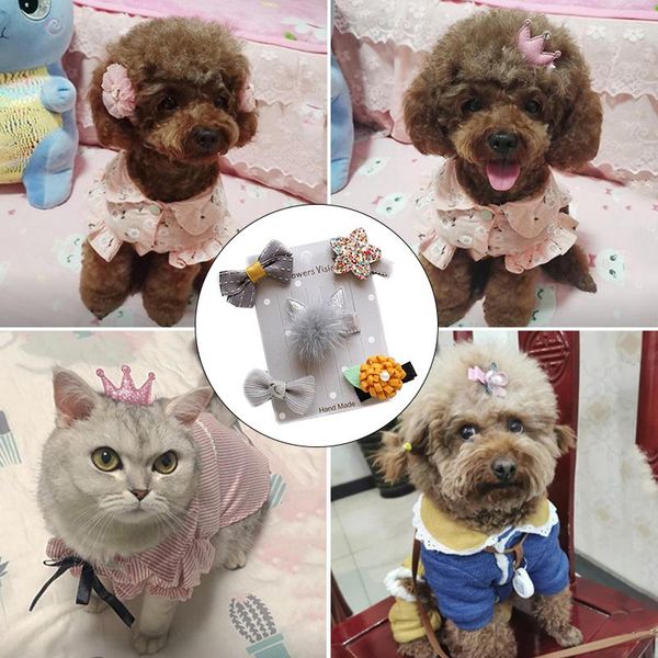 Cão vestuário barrettes cabelo animal festa aliciamento princesa rosa bonito cães acessórios gato arcos suprimentos chapelaria conjunto