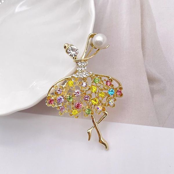 Broschen Mode Korea Stil Gymnastik Mädchen Blume Tänzerin Kristall Brosche Damen Nette Pin Schmuck Hohe Qualität Corsage Weddin