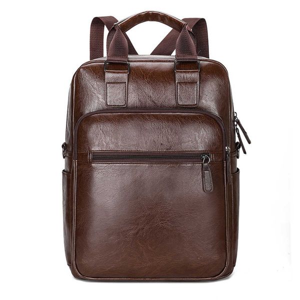 Schlichter Herrenrucksack mit großem Fassungsvermögen, Laptop-Rucksack, PU-Leder, modische Freizeit-Reisetasche 230921