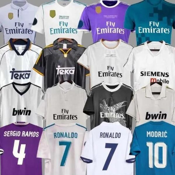 Real MadridS Club Full Soccer Jerseys Guti Ramos 13 14 15 16 17 18 Ronaldo Zidane Raul Vintage 94 95 96 97 98 99 00 01 02 03 04 05 06 07 Carlos Seedorf Figo Retro Camisa de Futebol
