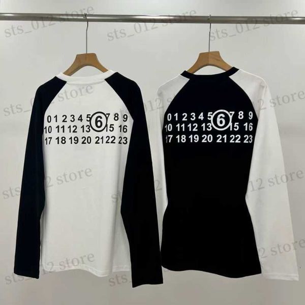 T-shirt da uomo Felpa oversize Margiela Magliette Nero Bianco Contrasto Raglan T-shirt manica lunga Girocollo Pullover Uomo Donna Magliette T230921