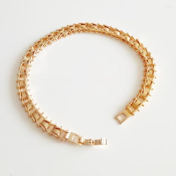 Link pulseiras homens pulseira na moda 585 rosa ouro cor moda jóias 22cm projetos longos para