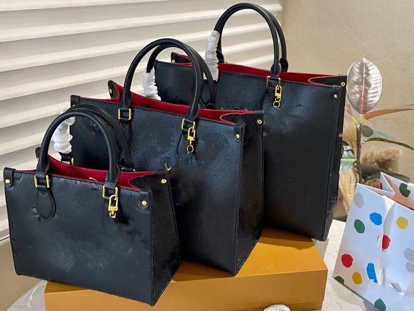 Louls vuttn ONTHEGO GM designer Borsa tote di lusso Borsa a tracolla borsa firmata Classica struttura quadrata con superficie a grana morbida in rilievo invecchiata Donna ad alta capacità