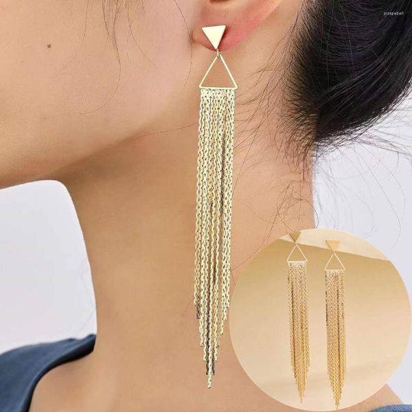 Baumeln Ohrringe 1 Paar Gold Farbe Legierung Kette Frauen Mode Dreieck Quaste Ohrring Weiblichen Schmuck Ohr Stud Drop