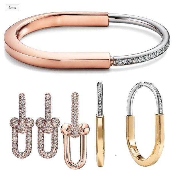 Anhänger-Halsketten TIFF-Armband für Damen, abgestuftes Glieder-Sterlingsilber, 1 1 klassisches 18-Karat-Roségold, zweireihig, mit Scharnier, hart, 230921