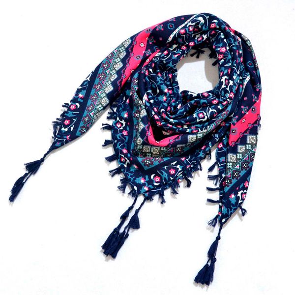 Lenços femininos foulard floral boho lenços de algodão quadrado grande grande praia boêmio lenço mulher envoltório retro inverno 230921