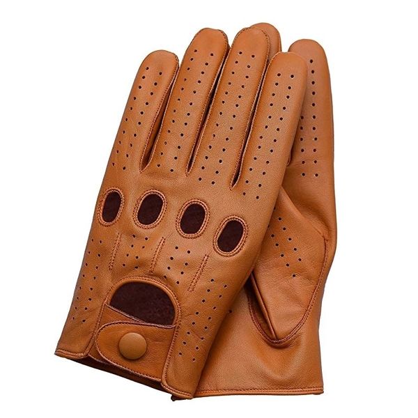 Перчатки с пятью пальцами, модные мужские перчатки из козьей кожи, дышащие перчатки без подкладки, мужские варежки для вождения, 230921