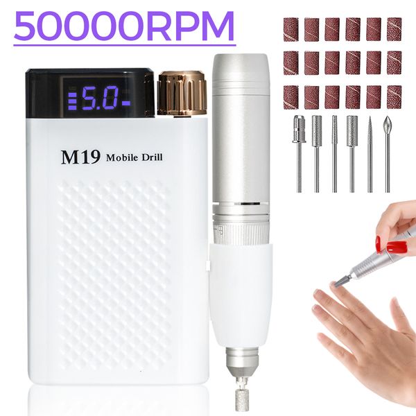 Prego manicure conjunto brocas para acrílico profissional 50000rpm máquina de arquivo elétrico casa e salão recarregável efile gel 230921