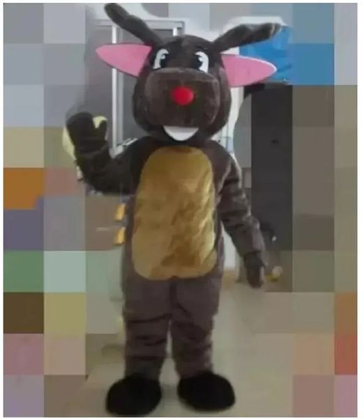 Giyim Kırmızı Burunlu Ren Geyiği Maskot Kostüm Fantezi Elbise Doğum Günü Partisi Noel Takım Karnaval Unisex Yetişkinler Kıyafet