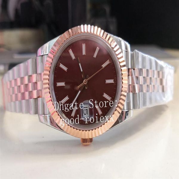 12 Orologi stile 41mm Orologio da uomo in oro rosa Everose Bracciale Giubileo da uomo BP 2813 Movimento Marrone cioccolato Wimbledon Cristallo L2063