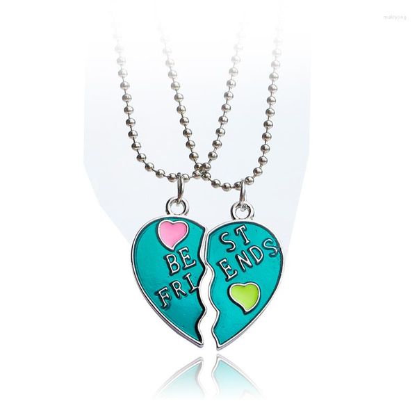 Collane con ciondolo Fashion Friends Collana con cuore spezzato 2 pezzi/set Coppia di fidanzate cucite per sempre