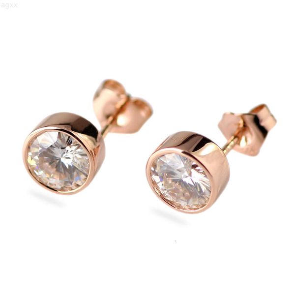 Ohrstecker für Damen, Hochzeitsschmuck, 18 Karat Roségold, 6,5 mm Vvs-Moissanit-Diamant-Ohrringe