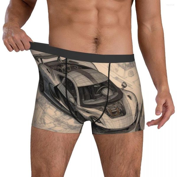 Underpants Fantastic Sports Car Underwear Esquemas Lápis Desenho Masculino Shorts Briefs Clássico Tronco Trenky Impresso Calcinha Oversize