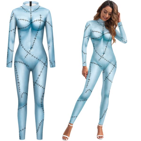 Catsuit Kostüme Sally Weihnachten Frauen Sexy Schlank Overall Catsuit Cosplay Kostüme Zentai Halloween Party Body