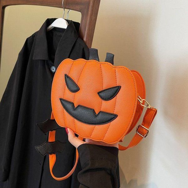 Bolsas de ombro Halloween Retro Engraçado Bonito Abóbora Crossbody Bag Grande Capacidade de Armazenamento Bolsas de Couro Pu