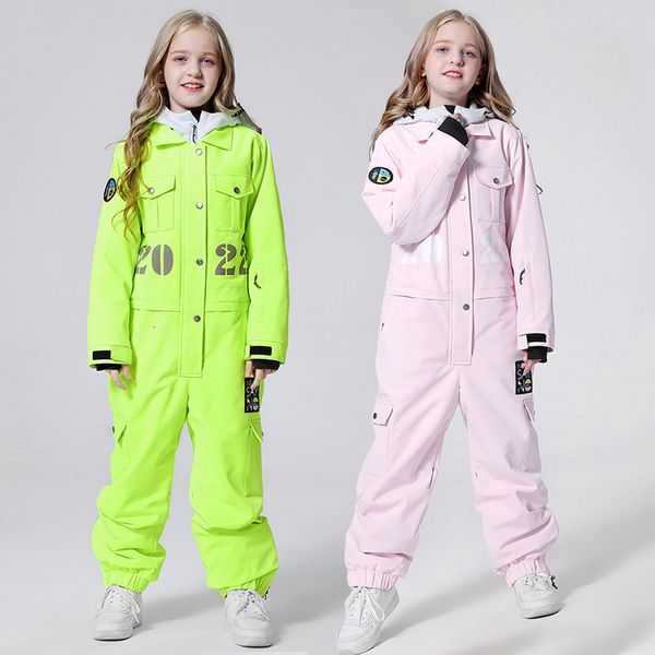 Kayak takım elbise çocuk snowsuits kış kayak tulum su geçirmez kız bebek snowsuit açık spor çocukları snowboard set kar aşınma 230920