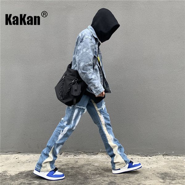 Mens Jeans Kakan High Street Wash Salpicado Tinta Emendado Personalizado Reto Solto Micro Queimado Longo K027G2490 230920