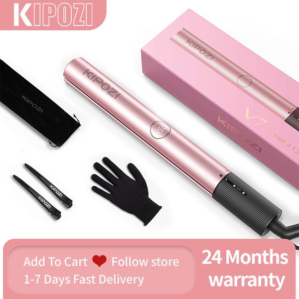 Haarglätter KIPOZI V7 Pro Haarglätter Lockenstab 2 in 1 Dual-Voltage-Glätteisen für Salon, automatische Abschaltung, Glätteisen, Roségold, 230920