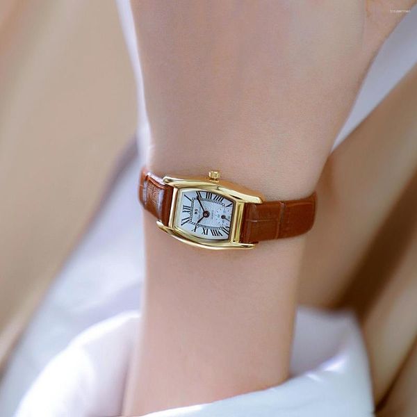 Armbanduhren Damen Kleine Quarzuhr Rechteck Tonneau Orologio Römische Ziffer Nummer Zifferblatt Luxusuhr Mode Damen Vintage Armbanduhr