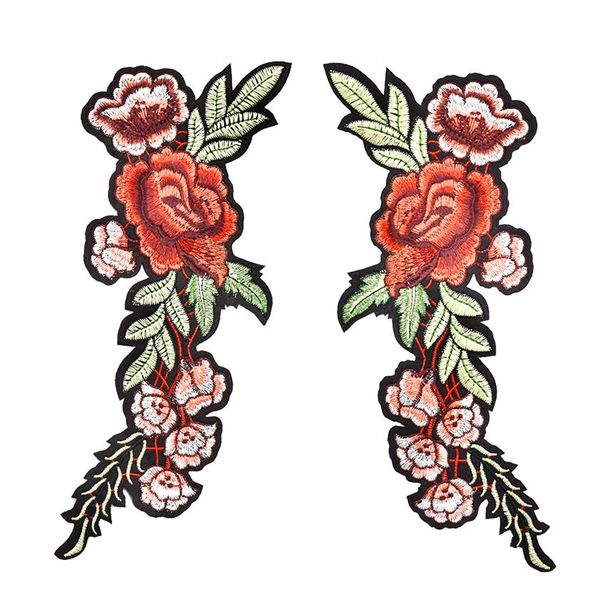 2 pçs conjunto de remendos de flores para sacos de roupas ferro em transferência applique remendo para vestido camisola diy costurar em bordado stickers254l