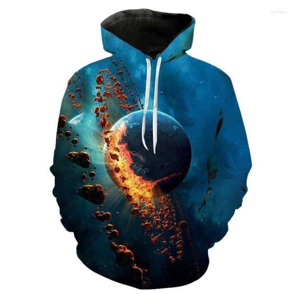 Hoodies masculinos universo céu estrelado 3d homens mulheres longo padrão moletom casaco legal moda crianças streetwear pulôver