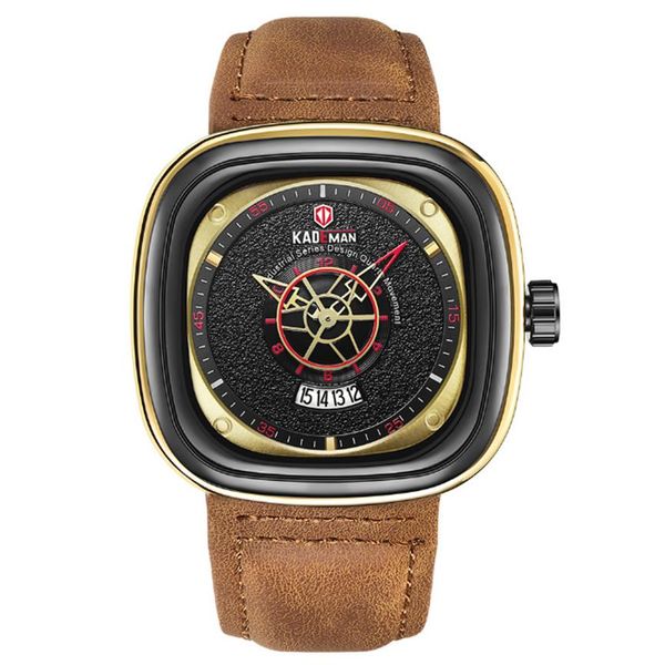 Kademan marca na moda fashon legal 45mm grande dial relógios masculinos relógio de quartzo calendário tempo de viagem preciso cavalheiros relógios de pulso 9208a