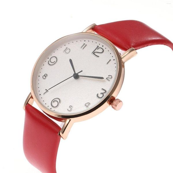 Orologi da polso Orologio da polso casual al quarzo da donna Quadrante rotondo Orologio versatile Cinturino in pelle PU per coppie Regalo di San Valentino