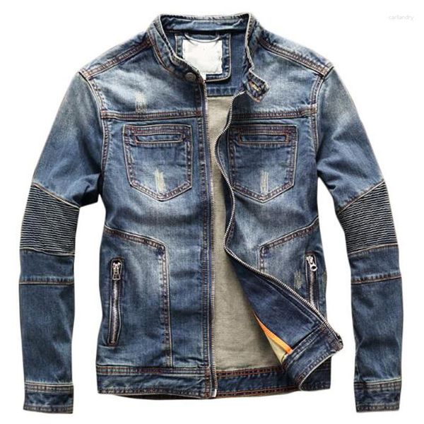 Erkek ceketleri vintage yaz katları denim otomotiv tasarımcı erkek paltolar egzersiz beyzbol kot ceket erkekler için giyim 4xl