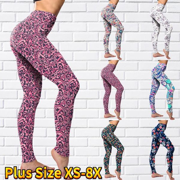 Calças femininas esportes fitness sexy musculação modelos de explosão digital floral impressão senhoras yoga leggings XS-8XL