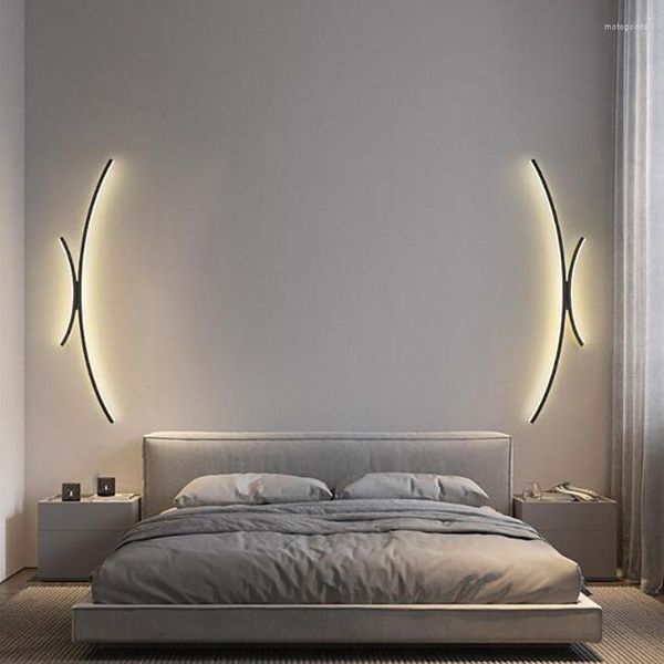 Wandleuchte, minimalistisch, lange LED-Leuchten für Schlafzimmer, Nachttisch, Wohnzimmer, Bar, Gitter, Sofa, Lobby, TV, Hintergrundbeleuchtung, Dekoration