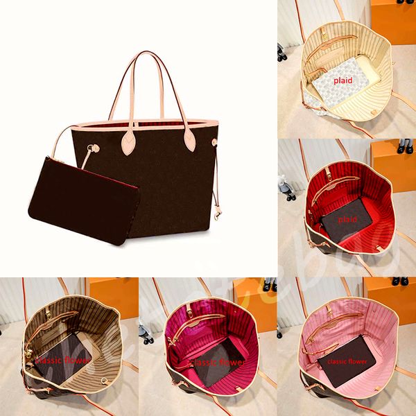 Дизайнерская сумка-тоут Never Fulls, женская вечерняя сумка для покупок, роскошная модная сумка на плечо, кожаная сумка в клетку с тиснением, черная сумка-тоут MM GM