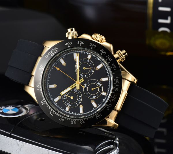 Мужские часы класса люкс Fashion Style кварцевый механизм из нержавеющей стали Резиновая застежка на ремешке Спортивные наручные часы для мужчин распродажа Classic Orologio di Lusso