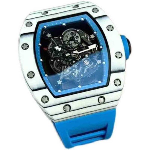 Orologio di lusso Richarmilles out carbon Orologio da polso meccanico meccanico in fibra cava da uomo completamente personalizzato con nastro CQCW L