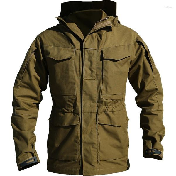 Herrenjacken Militärische taktische Herren-Motorradjacke mit mehreren Taschen, Outdoor-Sport, wasserdicht, winddicht, Mantel, lockerer Reißverschluss, Windjacke