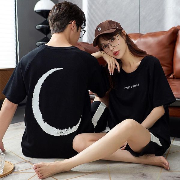 Männer Nachtwäsche 2023 Koreanische Mode Paare Baumwolle Sommer Kurze Pyjamas Set Frauen Hause Kleidung Casual Loungewear Für Jugendliche