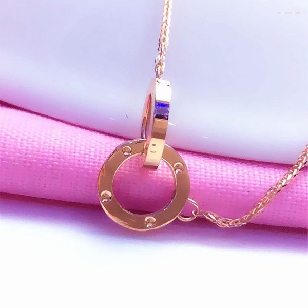 Catene in semplicità placcata in oro rosa 14 carati collana circolare ad incastro 585 gioielli con catena clavicola integrata viola