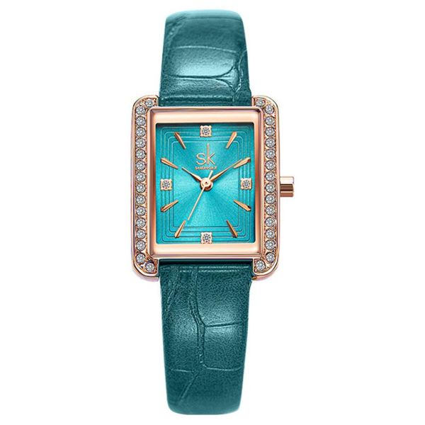 Orologio al quarzo di marca SK cwp Orologi da donna dal temperamento moderno Orologi da donna brillanti 23 29MM Quadrante quadrato piccolo Orologio da polso con diamanti220T