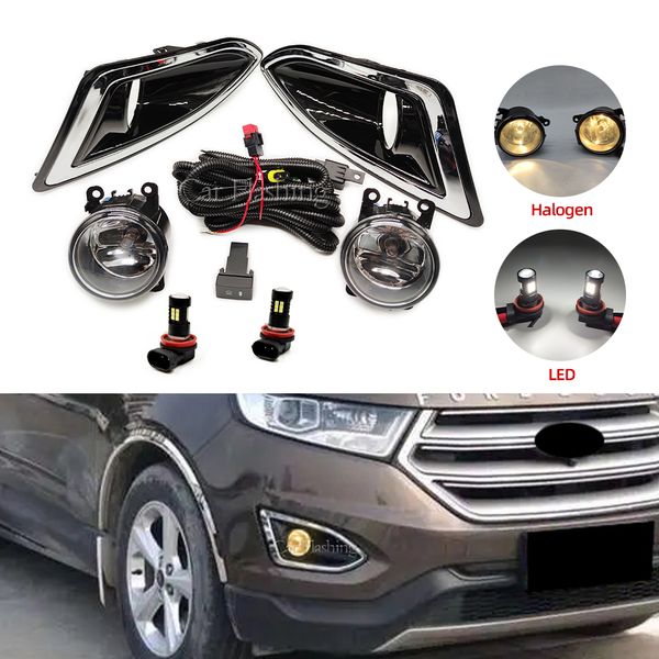 Luzes de nevoeiro farol para ford edge 2015 2016 2017 2018 capa da lâmpada nevoeiro grill moldura amortecedor dianteiro luz nevoeiro