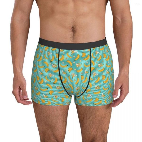 Cuecas banana listra roupa interior amarelo frutas costumes boxershorts alta qualidade homens calcinha confortável shorts briefs presente de aniversário