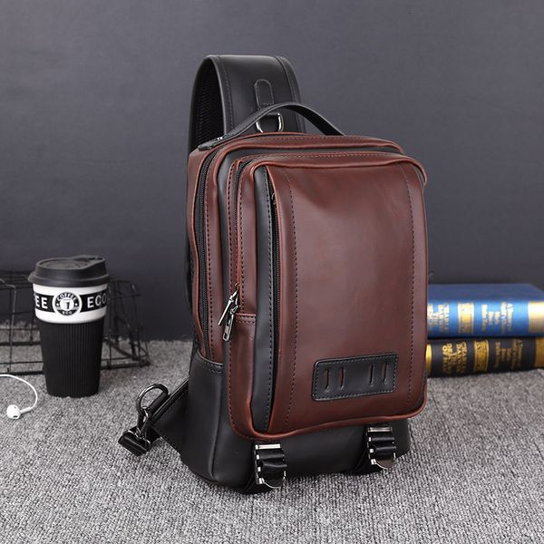 Abendtaschen Leder Herren Brust Pack Sling Bag Einzelne Schulter Große Kapazität Handtasche Männlich Messenger Bolsas Masculina Kaffee 230920