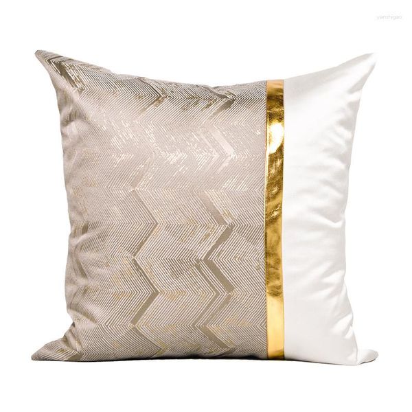 Travesseiro moderno sofá de luxo de luxo dourado em couro de textura de textura de textura padrão da cama da cama