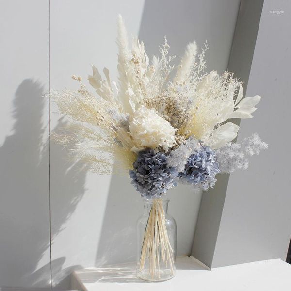 Dekorative Blumen natürliche Boho Home Decor Hochzeit Mittelstücke Gast Valentinstag Geschenke trockene Pflanzen Arrangements Blumenstrauß Pampas Gras getrocknet