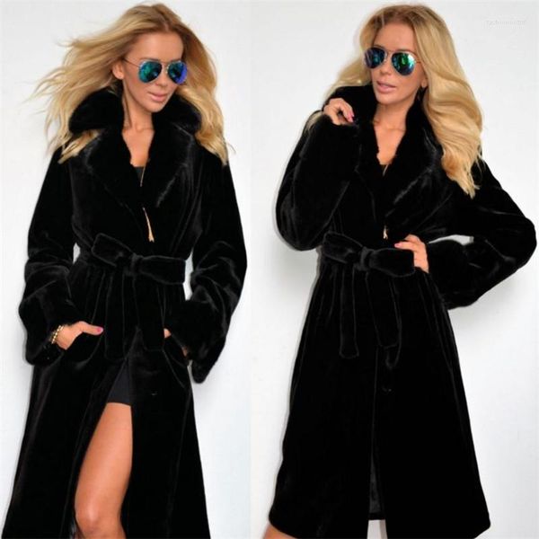 Женское меховое пальто 2023, зимняя мода 4XL, черное имитационное пальто из Европы и США, женская утолщенная теплая ветровка, повседневное пальто, куртки