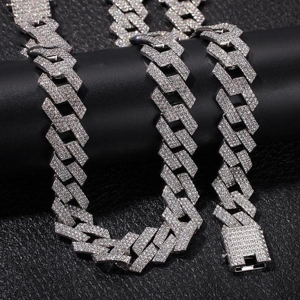 Iced Out Miami Cuban Link Chain Mens Rose Gold Chains Grosso Colar Pulseira Moda Hip Hop Jewelry233s