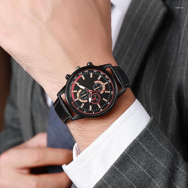 Relógios de pulso Wokai marca de alta qualidade moda casual homens negócios cinto quartzo relógio estudante meninos esportes